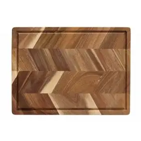 AIDA Skærebræt m/saftrille i sildebensmønster 40 x 26 x 2 cm - akacietræ - SKÆREBRÆTTER