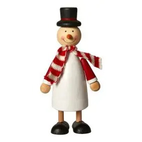 DACORE Træfigur snemand med tørklæde 17,7 cm - fyrretræ hvid - JUL