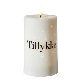 DACORE Bloklys med twinkle H12,5 cm - "tillykke" - GAVER TIL HAM