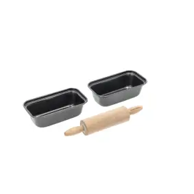 BLOMSTERBERG Mini-brødformsæt m. kagerulle - 3 dele - BAGEFORME