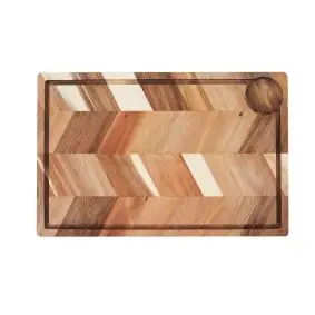 AIDA Skærebræt m/saftrille i sildebensmønster 40 x 26 x 3 cm - akacietræ - SKÆREBRÆTTER