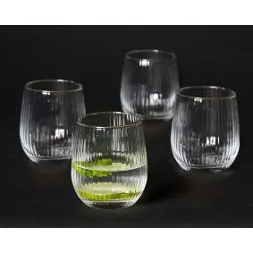 DACORE Vandglas med riller og guldkant 35 cl - 4 stk - DRIKKEGLAS