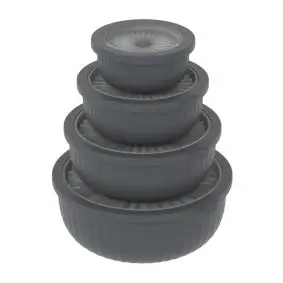 Opbevaringsbokse rund 8 dele - lav grå - OPBEVARINGSGLAS / DÅSER