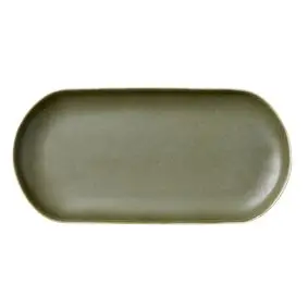 STUDIO ROUND North serveringsfad 38 x 19 cm - hvid/grøn - OVNFASTE FADE