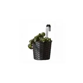 DACORE Urtepotte Ø16 cm. m. bøjle i sort rattan - HAVEARTIKLER