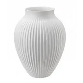 KNABSTRUP Vase 20 cm - hvid med riller - KNABSTRUP KERAMIK