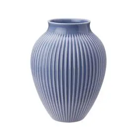 KNABSTRUP Vase 20 cm m/riller - blå - KNABSTRUP KERAMIK