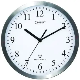 Vægur radiostyret Ø25 cm - aluramme - URE & ALARMER