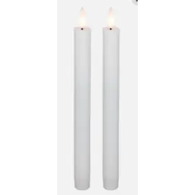 Stagelys m/3D flamme i hvid 2 stk - 22 cm. - LED LYS