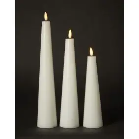 Keglelys med 3D flamme i hvid - 3 stk. - LED LYS