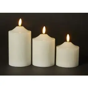Alterlys med 3D flamme i hvid - 3 stk. - LED LYS