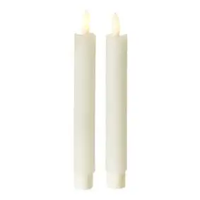 Stagelys m/3D flamme i hvid 2 stk. - 14 cm - LED LYS