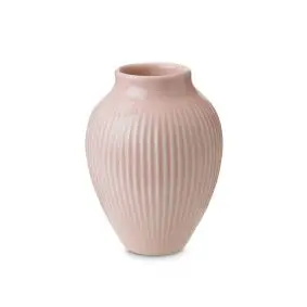 KNABSTRUP Vase m/riller 12,5 cm - rosa - KNABSTRUP KERAMIK
