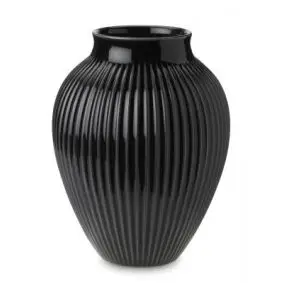 KNABSTRUP Vase m/riller 35 cm - sort - KNABSTRUP KERAMIK
