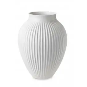 KNABSTRUP Vase m/riller 35 cm - hvid - KNABSTRUP KERAMIK