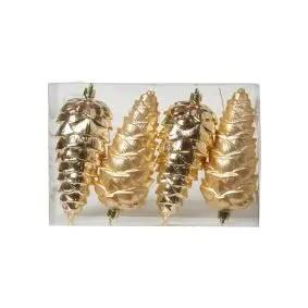 DACORE Kogle ornamenter i plast 4 stk - guld - OPHÆNG