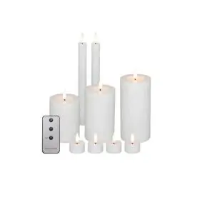 DACORE Lyssæt m/3D flamme i hvid  - 10 dele - LED LYS