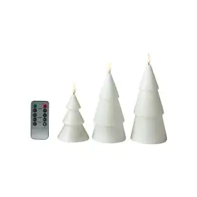 Bloklyssæt juletræ incl. fjernbetjening hvid - 3 stk - LED LYS