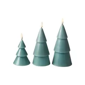 Bloklyssæt juletræ incl. fjernbetjening støvet grøn - 3 stk - LED LYS