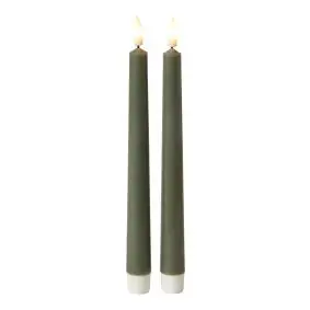 DACORE Stagelys med 3D flamme i mørk grøn - 24 cm - 2 stk. - LYS & LYSKÆDER