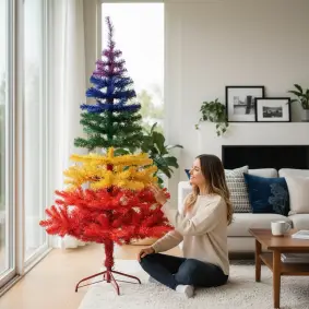 Kunstigt juletræ regnbuefarvet - 150 cm - GAVEARTIKLER