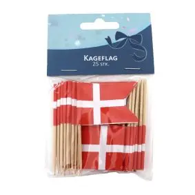 Kageflag på træpind - 25 stk - BAGEARTIKLER
