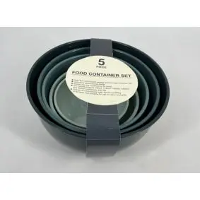 Røreskålesæt i plast 5 stk - petroleum - VAFFELDAG