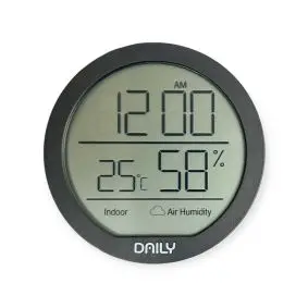 DAILY Termometer med hygrometer og magnet Ø9 cm - sort - TERMOMETER
