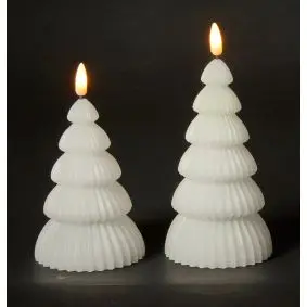 DACORE juletræ bloklys m/3D flamme incl. fjernbetjening 2 stk - hvid - LED LYS