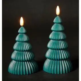 DACORE juletræ bloklys m/3D flamme incl. fjernbetjening 2 stk - grøn - LED LYS