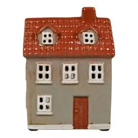 DET GAMLE APOTEK Keramikhus til fyrfadslys - grå - LYSESTAGER